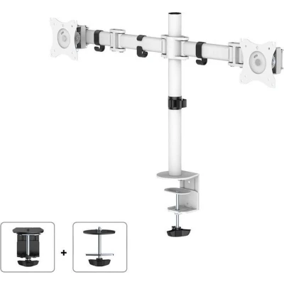 Afbeelding van NM D135DWHITE is een bureausteun voor 2 flat screens t/m 27 inch (69 cm).