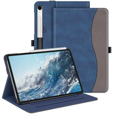 Afbeelding van Fintie Hoes voor Samsung Galaxy Tab S9 FE 10,9 inch/Tab 11 inch 2023 tablet, Multi Angle Folio beschermhoes met documentenvak en automatische slaap/waakfunctie, denim indigoblauw