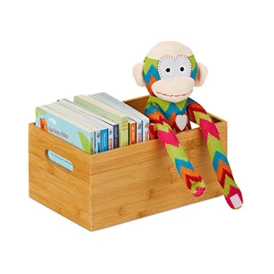 Afbeelding van Relaxdays opbergbox bamboe opbergdoos hout houten opbergmand opbergkist opbergbak Klein