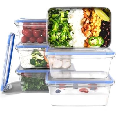 Afbeelding van Classbach vershoudbakjes met deksel 6 delige set 100% lekvrij Meal Prep bakjes Geschikt voor magnetron, vaatwasser en vriezer Stapelbare Diepvriesbakjes C FHD 4023 K