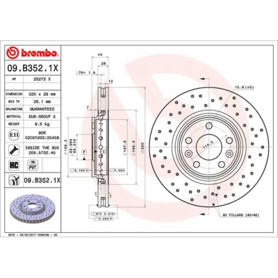 Afbeelding van Brembo Remschijf 09.B352.1X