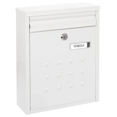 Afbeelding van ARREGUI Dime V1321 Brievenbus van Verzinkt Staal Formaat M (DIN A4 Post) Gegroepeerde Wandbrievenbus voor Buiten Weerbestendig, Smal, met Naamplaatje en Valklep Eenvoudige Montage Wit
