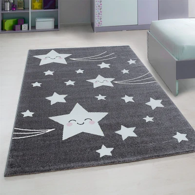 Afbeelding van Kindervloerkleed Anna Sterren Grijs 120x170cm Adana Carpets
