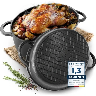 Afbeelding van Gietijzeren braadpan ovaal (zwart geëmailleerd)