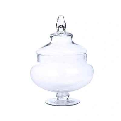 Afbeelding van Snoepbewaarpot, decoratieve glazen pot, buffet koekjespot, snoeppot, met transparante deksel, rond handvat, voor opslag van snoep, gedroogd fruit, sieraden, kruidenpotten (21 x 14 cm)