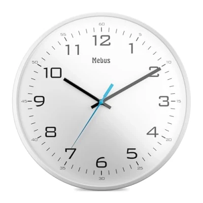 Afbeelding van MEBUS analoge Quarz Wanduhr klassisches Design kräftige, große Ziffern 30cm Durchmesser/Farbe: Weiß/Modell: 16248