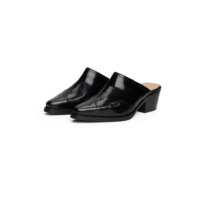 Afbeelding van Tommy Hilfiger Western Abrasivato Muiltjes met hak, Dames, Maat: 40, Black Leer