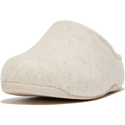 Afbeelding van FitFlop Women Shuv Cushy Felt Clog Slippers Ivory Schoenmaat 41