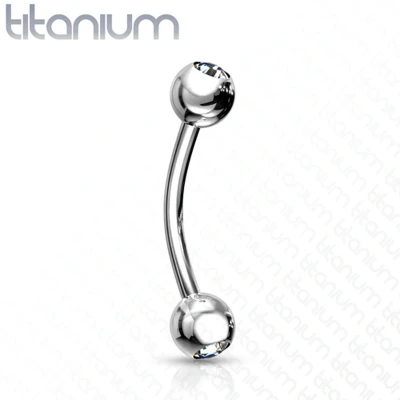 Afbeelding van Piercing titanium rond basis met steen1.2x8