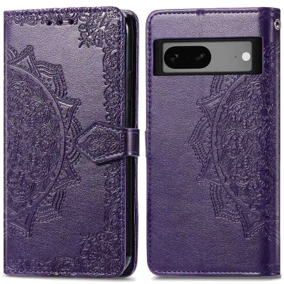 Afbeelding van Google Pixel 7a Hoesje Kunstleder iMoshion Bookcase Paars Telefoonhoesje