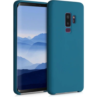 Afbeelding van kwmobile telefoonhoesje geschikt voor Samsung Galaxy S9 Plus Hoesje met siliconen coating Smartphone case in mat petrol