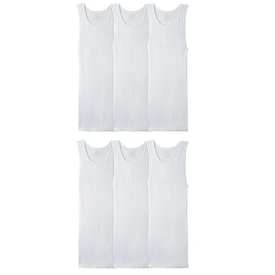 Afbeelding van Fruit of the Loom Heren A shirt ondergoed (set van 6), Wit/weelderige tuin, M
