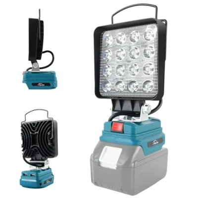 Afbeelding van AUTOJARE 4 inch acculamp voor Makita, 18 V, 48 W, draadloze led werklamp, 3200 lumen, draagbare schijnwerper, bouwplaatslamp met haak autoreparatie, thuisverlichting, camping, vissen, (geen accu)