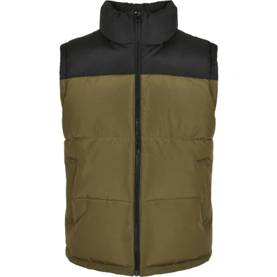Afbeelding van Urban Classics Block Puffer VEST Bodywarmer, Heren, Maat: Medium, Black/tiniolive