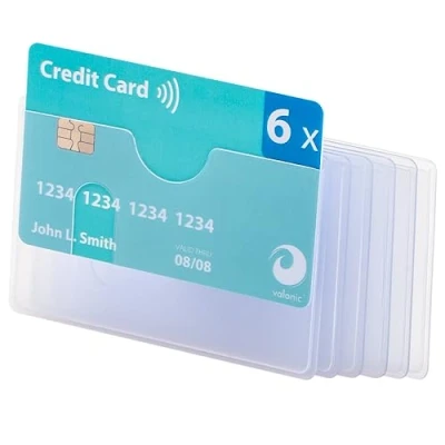 Afbeelding van valonic card beschermhoes 6 stuks, Invoeging van bovenaf, robuuste kunststof, uitsparing mat transparant kaarthoes voor creditcards en EC kaarten