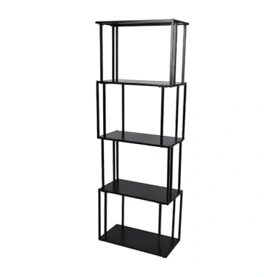 Afbeelding van BOEKENKAST OP 5 NIVEAUS MET ZWARTE METALEN STRUCTUUR 60X30XH170CM