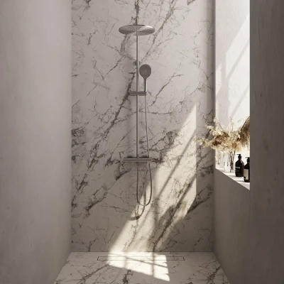 Afbeelding van Brauer Brushed Edition opbouw regendoucheset met 3 standen handdouche en hoofddouche 30cm RVS geborsteld PVD