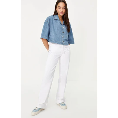 Afbeelding van Trendyol Blauw Denim Overhemd Met Korte Mouwen Twoss24Go00022