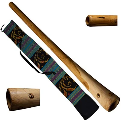 Afbeelding van DIDGERIDOO: AT Natural Wood series 120cm inclusief ikat bag en bijenwas Didgeridoo voor beginners