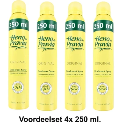 Afbeelding van 4x Heno de Pravia Deospray 250ml kopen? Nu in aanbieding bij Voordelig