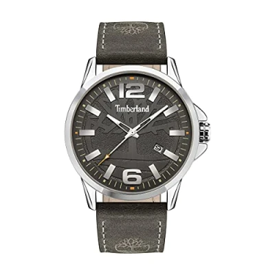 Afbeelding van Timberland Heren analoog kwarts horloge met lederen armband TDWJB2004201, grijs/zilver, Riemen.