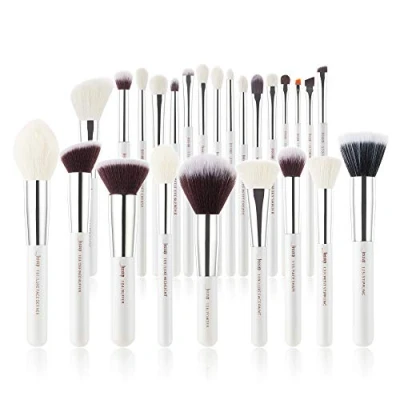 Afbeelding van Jessup Make up Borstel 25 Stuks Professionele Kwasten Set Foundation Poeder Oogschaduw Blush Lippenstift Natuurlijk Synthetisch Haar Borstels Kit Wit/Zilver T235