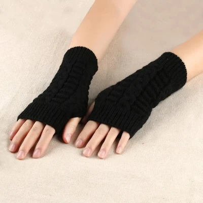 Afbeelding van CHPN Vingerloze handschoen Handwarmer Gebreid Zwart Polswarmer Handschoenen Winter 1 paar Warme handen One size