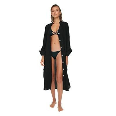 Afbeelding van Trendyol Zwarte Geweven Split Midi Strandjurk Tbess21El3318