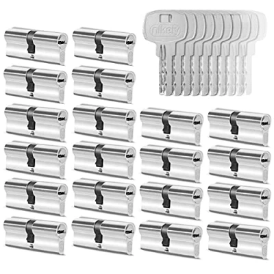 Afbeelding van GERCAR 20x sluitcilinder gelijksluitend 20 profielcilinder 45/45 incl. 100 sleutels 90 mm dubbele cilinder deurslot cilinderslot gelijksluitende set van lengte: 90mm, A:45 B:45