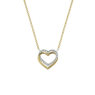 Afbeelding van Bicolor collier met dubbel hart hanger 40 44 cm lang