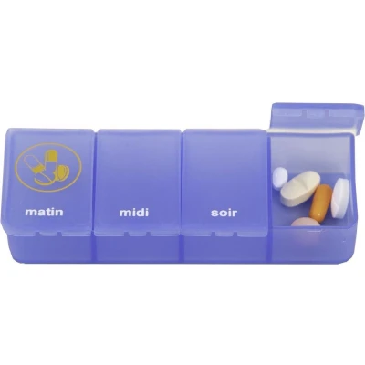 Afbeelding van Pillendoos 1 dag 4 vaks transparant blauw FR
