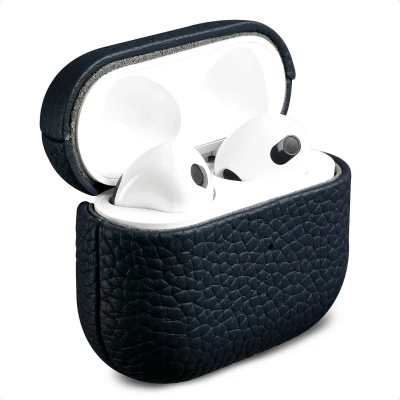 Afbeelding van Accezz Echt lederen case Hoesje geschikt voor AirPods 3 (2021) Donkerblauw