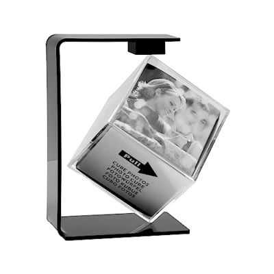 Afbeelding van Deknudt Frames draaibare fotokubus S58RF4 zwart/transparant 6x6 cm
