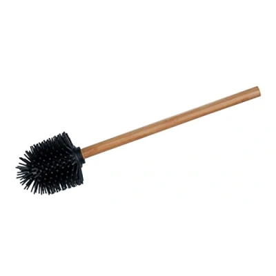 Afbeelding van WENKO siliconen wc borstel, vervanging voor toiletsets met steel van bamboe en vervangbare borstelkop een hygiënische reiniging het toilet, (B/D x H) Ø 7,5 ऋx 35 cm, bruin/zwart