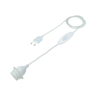 Afbeelding van HALOTEC 3 meter aansluiting met E27 lamphouder sluitring voor bevestiging van het display, eurostekker en schakelaar, wit