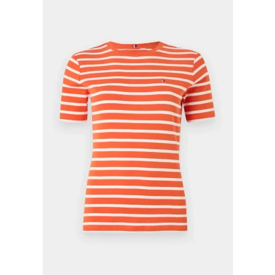 Afbeelding van Tommy Hilfiger SLIM CODY Tshirt print, Dames, Maat: Medium, Classic breton orange/ecru