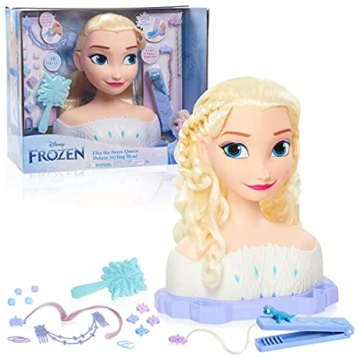 Afbeelding van Just Play Disney Frozen 2 Deluxe kappershoofd Elsa met accessoires, 17 delig, kinderspeelgoed vanaf 3 jaar
