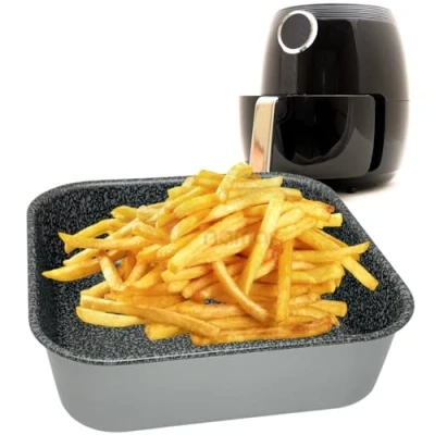 Afbeelding van NAMAI Vierkante luchtfriteuse 20 x cm bakplaat vaatwasmachinebestendig aluminium steenlook (20 20)