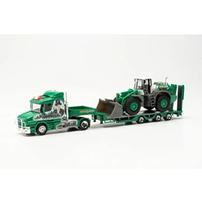 Afbeelding van Herpa vrachtwagen model Scania 143 &quot;H.E. PAYNE&quot; gekoelde oplegger trekker, natuurgetrouw op schaal 1:87, voor diorama, modelbouw verzamelobject, decoratie, Made in Germany, kunststof