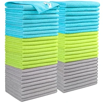 Afbeelding van AIDEA microvezel poetsdoeken, 50 stuks, microvezeldoeken, theedoeken, poetslappen, raamdoeken, zacht, zeer absorberend, pluisvrij, streeploos, voor huis, keuken, auto, 30 x 40 cm