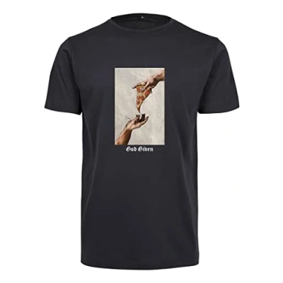 Afbeelding van Mister Tee GOD Given Pizza Tshirt print, Heren, Maat: XXL, Navy