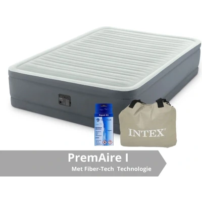 Afbeelding van Intex PremAire I Luchtbed 2 Persoons Inclusief Ingebouwde Pomp, Draagtas en Reparatieset