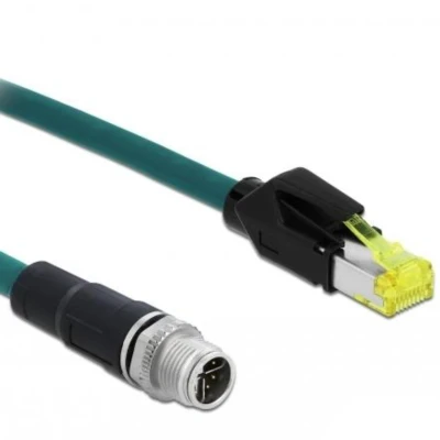 Afbeelding van Delock netwerkkabel M12 8 pins X gecodeerd naar RJ45 Hirose stekker T