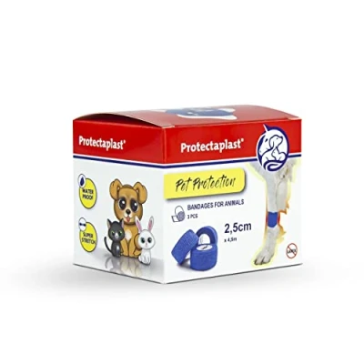 Afbeelding van Protectaplast Zelfklevend verband voor huisdieren (2,5 cm x 4,5 m), zelfklevende bandage zonder latex en lijm honden, katten, paarden, hond kat, verbandmateriaal, wonden gewrichten