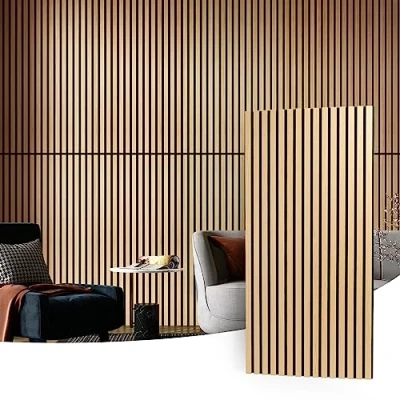 Afbeelding van Art3d Akoestische panelen voor wand en plafond, 4 houten lamellen, geluidsabsorberend 3D paneel met houtafwerking, eikenhout, 2,88㎡
