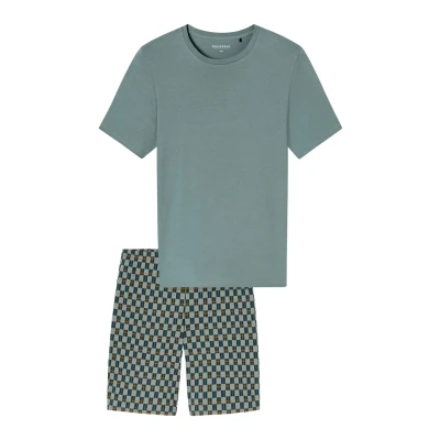 Afbeelding van Schiesser Rundhals Essentials Pyjama, Heren, Maat: 48, Mineral