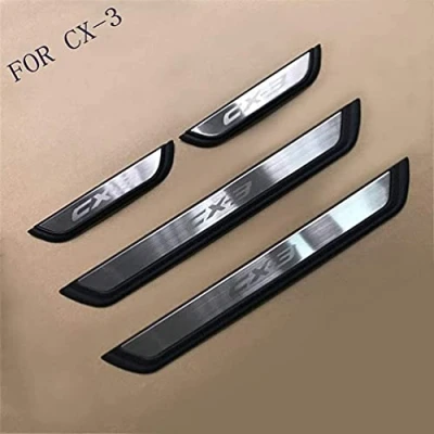 Afbeelding van 4 Stuks Rvs Auto Instaplijsten Kick Platen,Voor Mazda CX 3 CX3 2017 2021 Pedaal Scuff Guard Drempel Trim Antislip Styling Decoratie