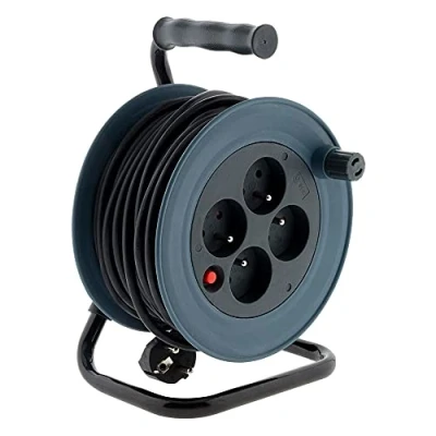 Afbeelding van Zenitech Kabelhaspel voor thuis, 15 m, 3G 1 mm², grijs