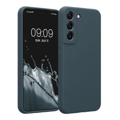 Afbeelding van kwmobile telefoonhoesje compatibel met Samsung Galaxy S22 hoesje Back cover siliconen coating Smartphone case in leisteen