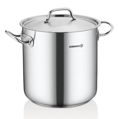 Afbeelding van Korkmaz Gastro Proline RVS XXL kookpan/soeppan groot 42.5L 40 x 34 cm
